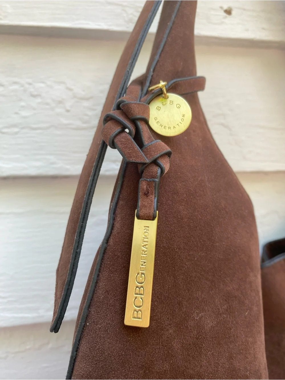 BCBG Generations Brown Suede Hobo Shoulder Bag - Picture 2 of 10